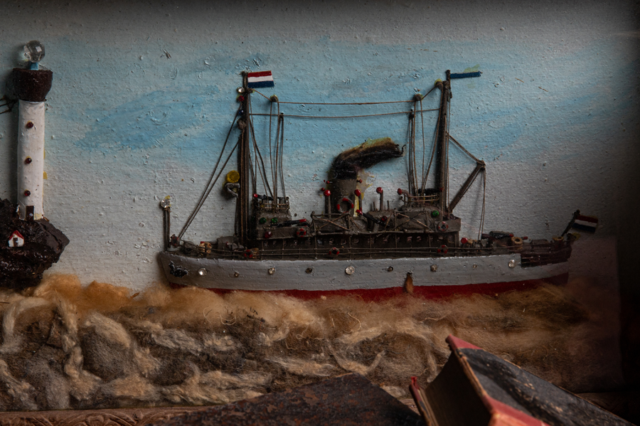 Patriotic 19th-Century Diorama of a Dutch Steamship