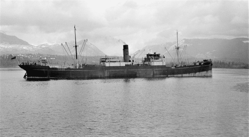 Black and white photo of the steamship Pennyworth at anchor