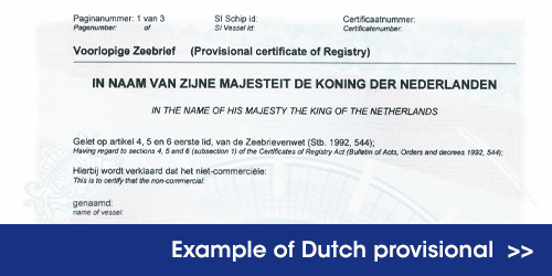 Example of a Dutch provisional certificate of registry