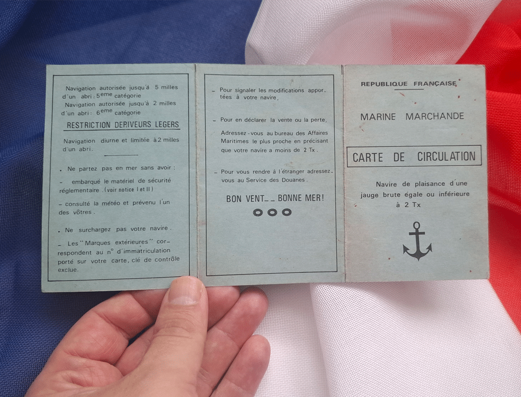 Recto - French Certificate of Registry from 1976