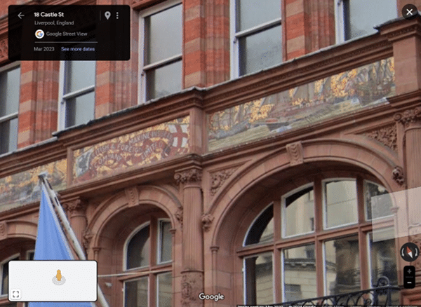 Building facade with mosaic decoration