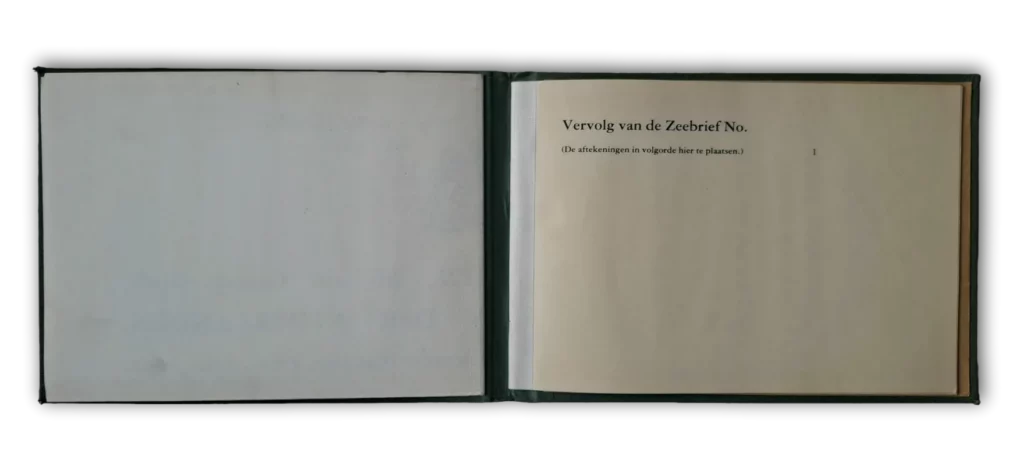 1983 Zeebrief of the cargo ship GLOBE, opened, with an empty continuation page for consuls